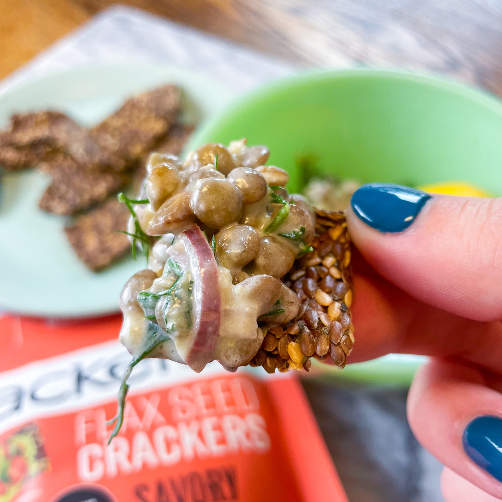 Lentil Dip with Sheep's Milk Cheese, Dill and Capers