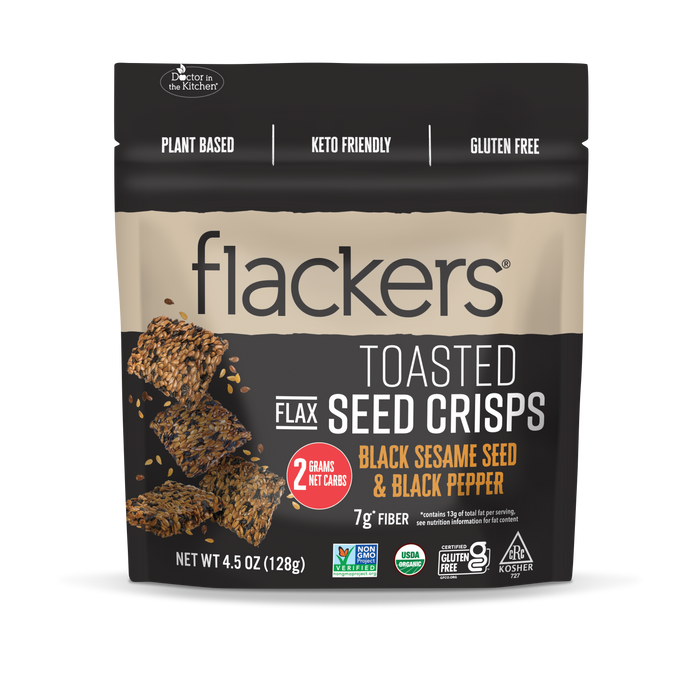Black Sesame Seed & Black Pepper Flackers Toasted Flax Seed Crisps